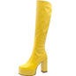 SIMLOVEYO Platform Knee High Boots Toe Block Heels Rubber Size 34-43 Black White Blue S2729 NovaCart