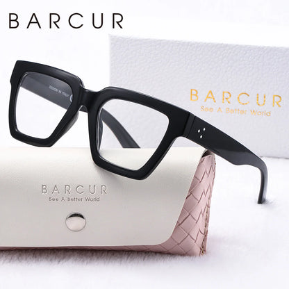 BARCUR Large Fashionable Frame Pink Reading Glasses for Women – Stylish Square Thick Frame Eyewear with Multi-Degree Options for Men & Women – Lightweight Blue Light Blocking Computer Glasses with White Gift Box for Home Office & Study Stevvex
