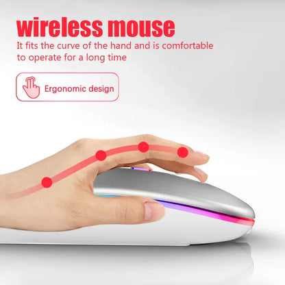 Rechargeable Bluetooth Wireless Mouse with 2.4GHz USB RGB 1600DPI Mouse for Computer Laptop Tablet PC Macbook Gaming Mouse Gamer Pi-Mart