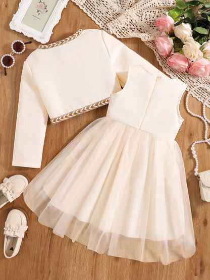 Girls' autumn fashion cute new dress, fluffy princess dress - white NovaCart