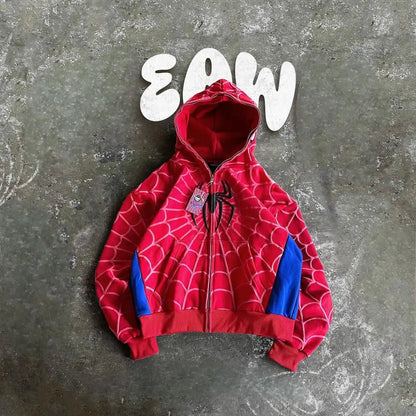 Y2k Retro Gothic America Spider Foaming 3d Print Hoodies Fashion Oversized Loose Full Zipper Hoodie Men Jacket Street Sweatshirt NovaCart