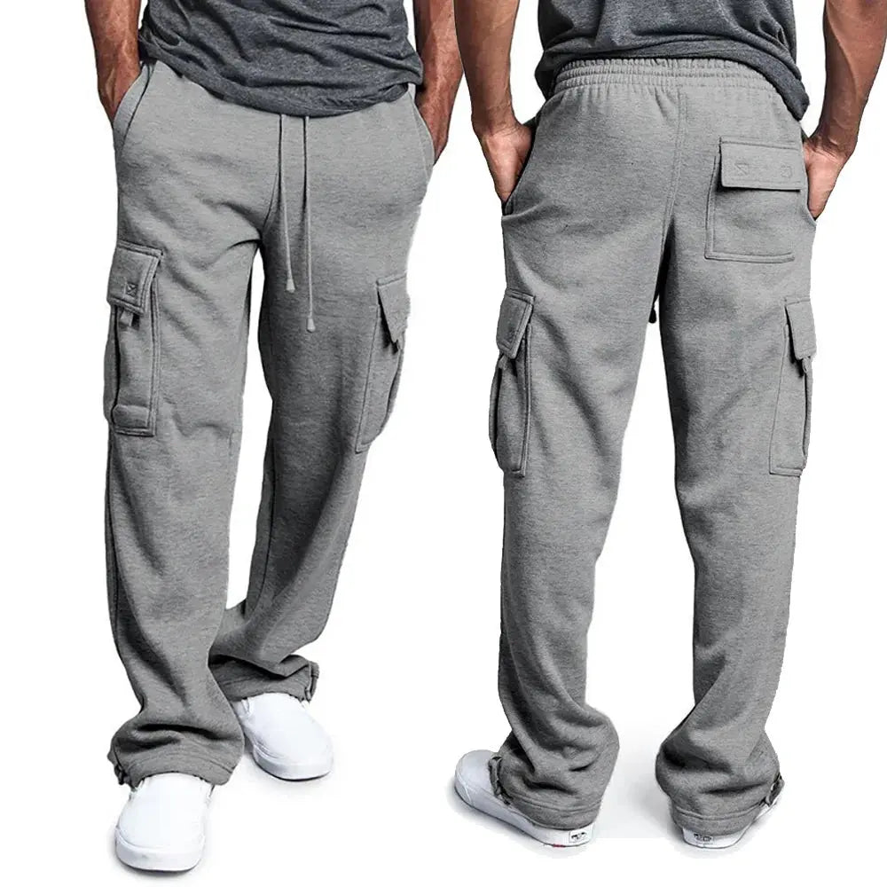 Mens Sweatpants Straight Fit Joggers for Sports and Streetwear Loose Oversized Drawstring Long Pants Men Multi-pocket Pants NovaCart