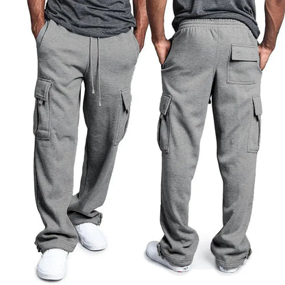 Mens Sweatpants Straight Fit Joggers for Sports and Streetwear Loose Oversized Drawstring Long Pants Men Multi-pocket Pants NovaCart