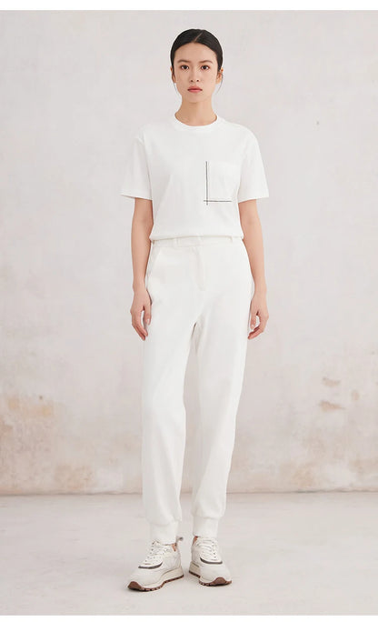 K3147W White Premium Clothes Ladies long staple cotton Tshirts Women's Clothing T-Shirt for Women NovaCart