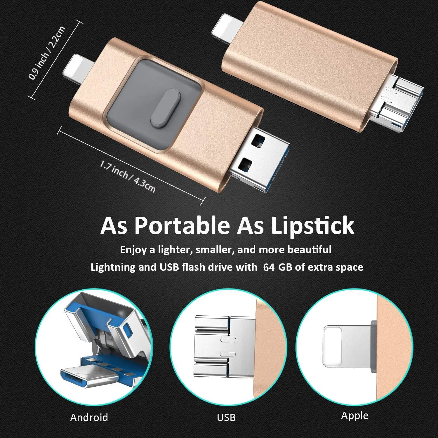 High-Speed Flash Drive for iPhone & Type-C & Android & PC, USB 3.0 External Drive, Memory Stick Photo Stick Thumb Drive PenDrive Pi-Mart