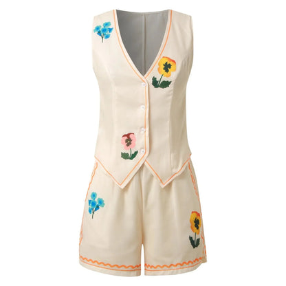 🌸 Vintage Floral Embroidered 2-Piece Summer Set FitiqueFit
