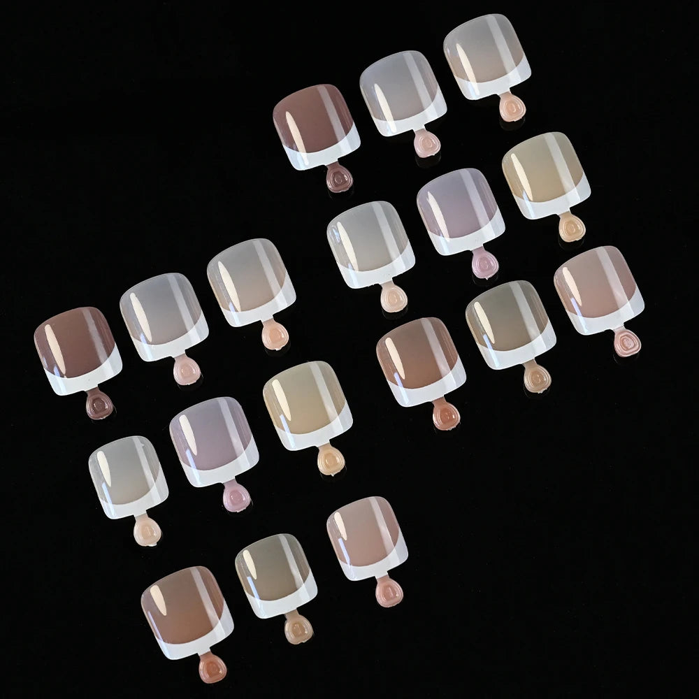 120Pcs 9-Colors French Fake Toenails Summer Short Sqaure Press On Toe Nails Tips Glossy Nude/Pink/Brown Full Cover False Toenail NovaCart