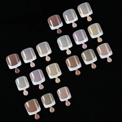 120Pcs 9-Colors French Fake Toenails Summer Short Sqaure Press On Toe Nails Tips Glossy Nude/Pink/Brown Full Cover False Toenail NovaCart