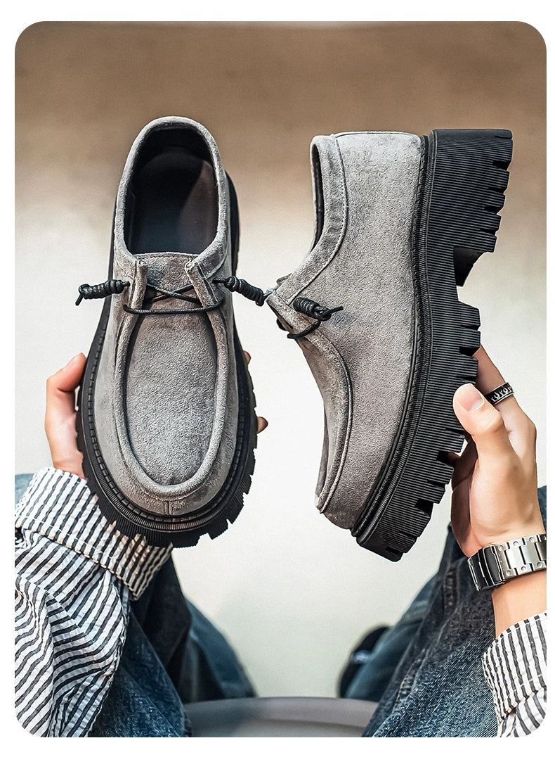 Men's Shoes 2025 Autumn New Style High-heel Thick-soled Loafers, Durable and Retro Casual Shoes, Everyday Street Trend Sneakers NovaCart
