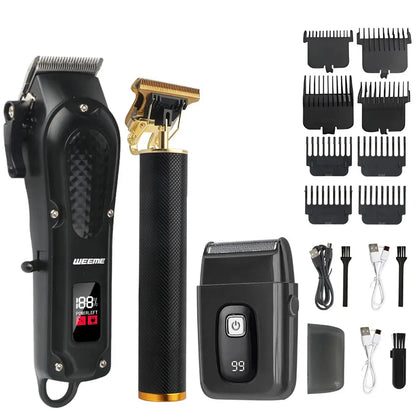 T9 Vintage Men's Electric Hair Clipper Beard Trimmer/Rechargeable Hair Cutting Machine With Nose Hair Trimmer Kit Boyfriend Gift NovaCart
