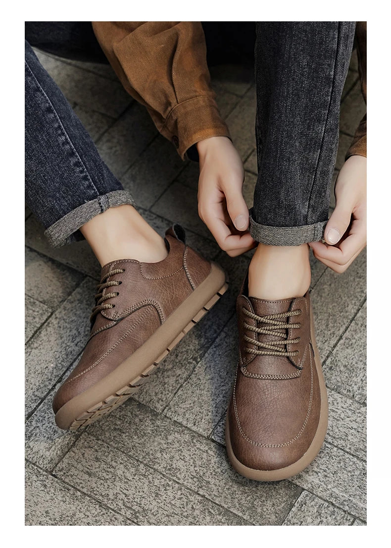 Shoes for Men Male Sneakers Leather Shoes Round Toe Apring and Autumn Wear-resistant Return To The Ancients Loafers All-match NovaCart