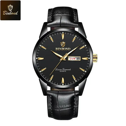 BINBOND Top Luxury Brand Fashion Watch For Men Waterproof Clock Man Date Quartz Wrist Watches Leather Strap Business Man Watch NovaCart