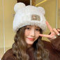 Letter Bear Ears Knitted Woolen Hat – Cute Cat-Ears Beanie for Women FitiqueFit
