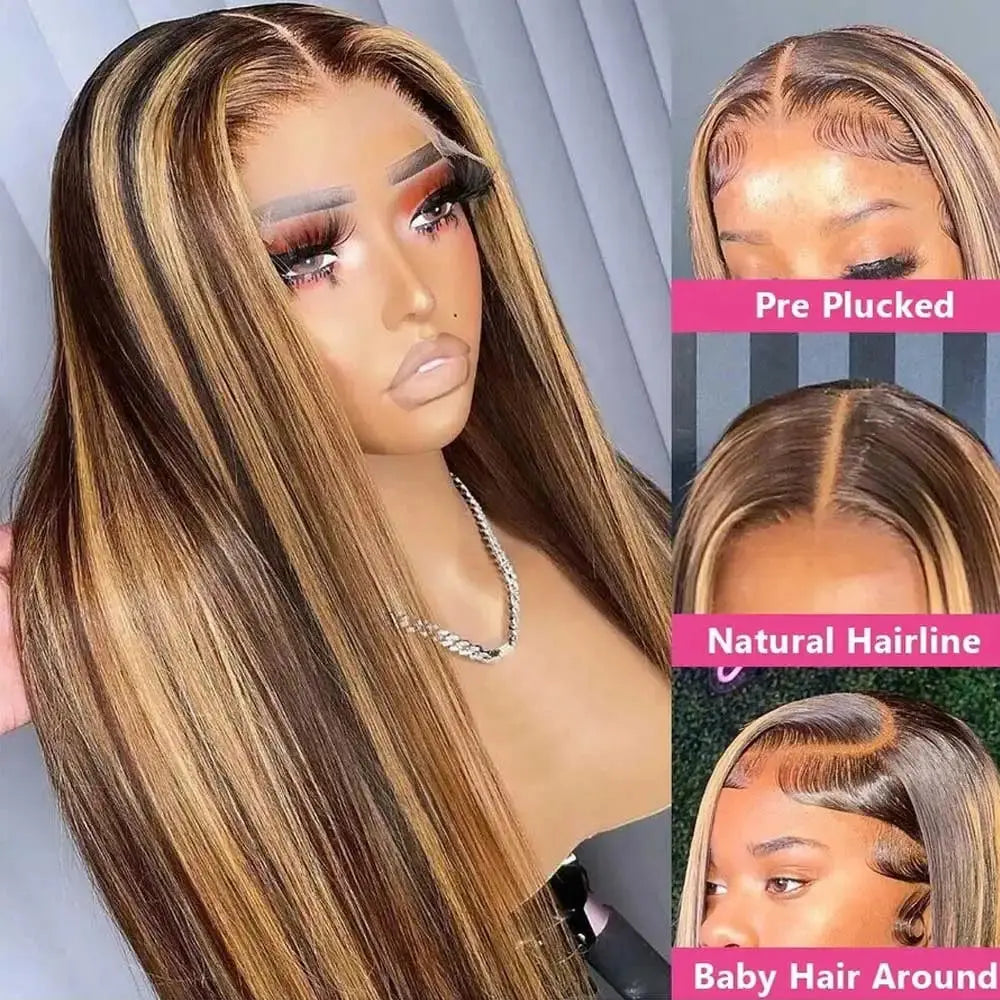 Highlight Wigs Colored Straight Lace Front Human Hair Wigs For Women Honey Blonde Straight 13x4 Hd Lace Frontal Wigs Human Hair NovaCart