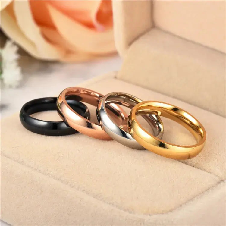 Simple 4mm 6mm Titanium Ring Women Men Prevent Allergy High Polished Wedding Rings Stainless Steel Couple Finger Jewelry Gifts NovaCart