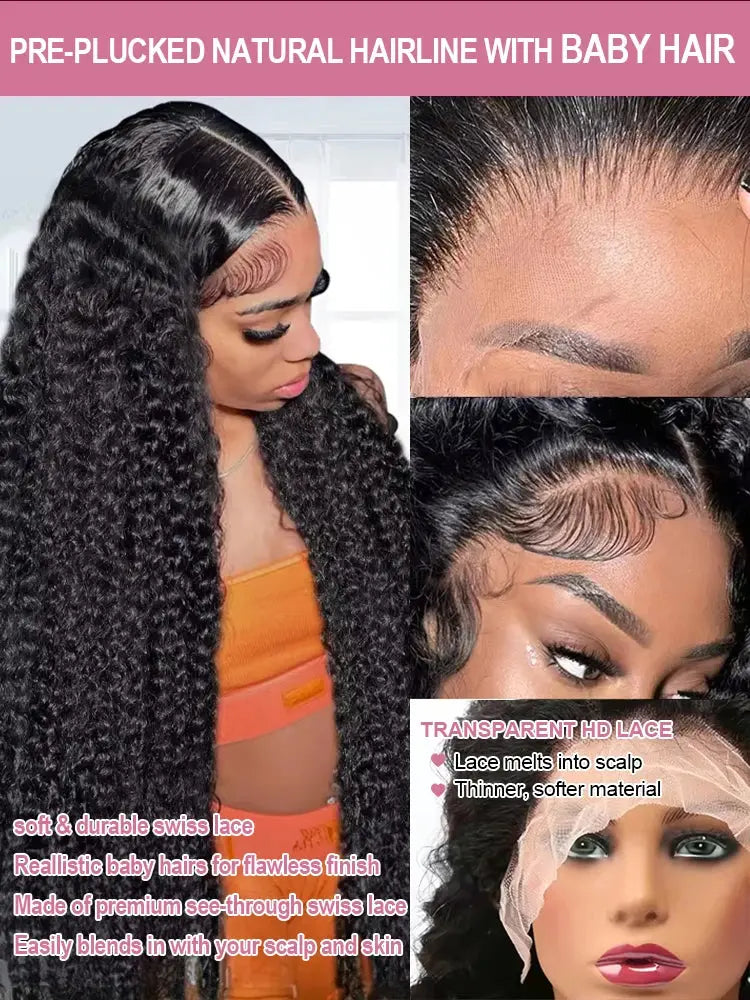 40 50 Inch HD 13x6 Deep Wave Lace Frontal Wigs Brazilian 13x4 Water Wave Curly Lace Front Human Hair Wigs For Women 300 Density NovaCart