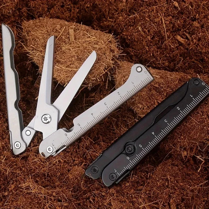 Portable Multifunctional Folding Scissors, Stainless Steel Outdoor Survival Tool for Camping Fishing Hunting Pi-Mart