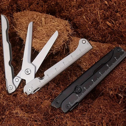 Portable Multifunctional Folding Scissors, Stainless Steel Outdoor Survival Tool for Camping Fishing Hunting Pi-Mart