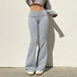 Low-Waisted Solid Flare Boot-Cut Pants Women FitiqueFit