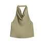 Sexy Elegant Halter  Backless High Solid Halter Neck Tops
