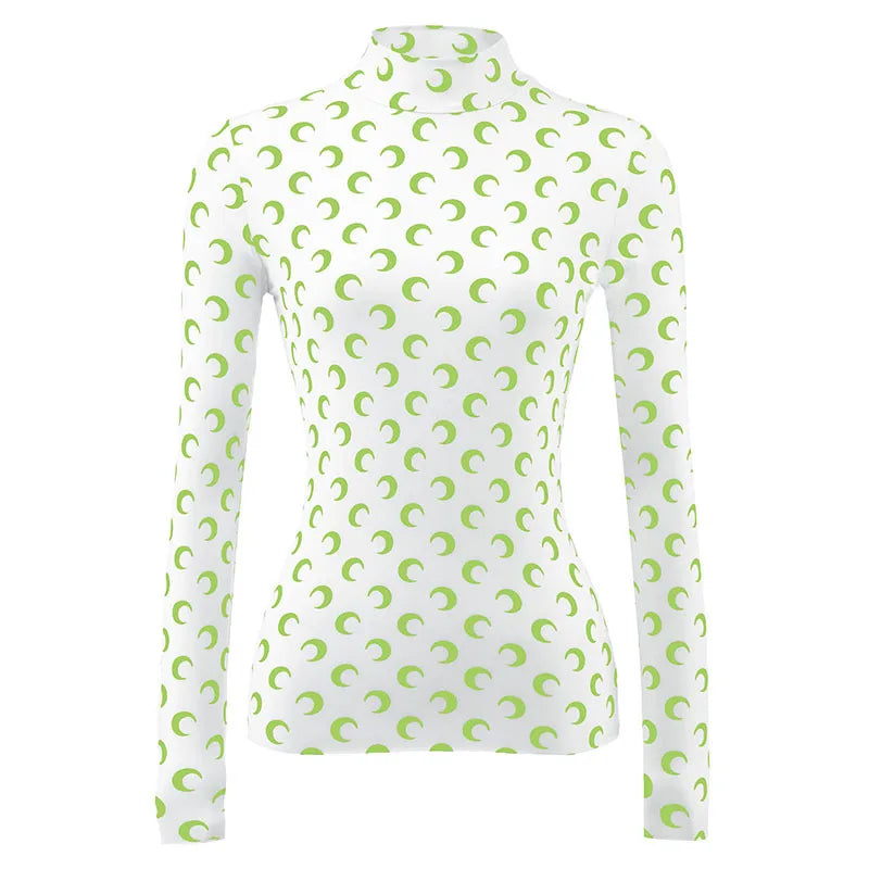 Woman Clothes Korean Moon Print Long Sleeve T-Shirt Fashion Casual Layered Sun Protection Top Ice Silk Basic Tee Spring Autumn NovaCart
