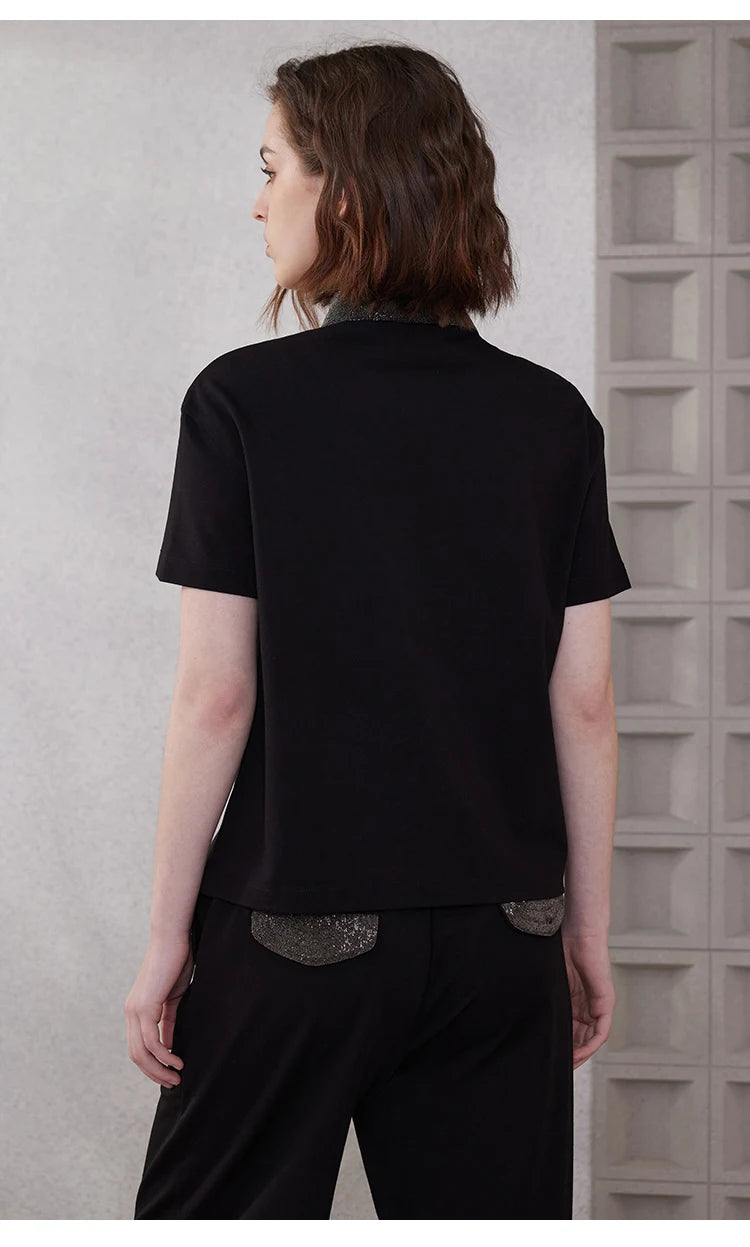 K2067L Luxury Brand Women's Clothing Shirt Collar Pima Cotton Summer Short Sleeved T-Shirt ladies clothes NovaCart