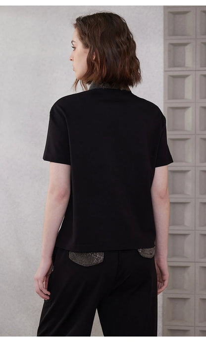 K2067L Luxury Brand Women's Clothing Shirt Collar Pima Cotton Summer Short Sleeved T-Shirt ladies clothes NovaCart