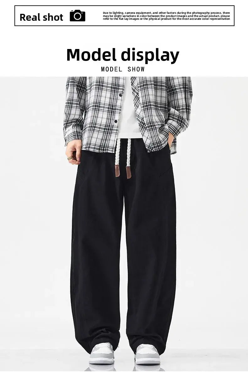HIQOR High Quality 100% Cotton Work Pants Men Casual Straight Trousers Y2K Man Plus Size Cargo Pants Fashion Solid Workout Pants NovaCart
