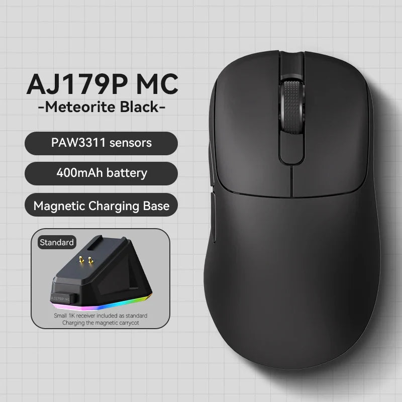 AJAZZ AJ179 PRO PAW3395 Lightweight Wired Wireless Mouse with Magnetic Charging Base Ergonomic Macro Gaming Mouse for PC Laptop Pi-Mart