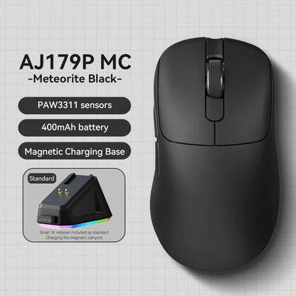 AJAZZ AJ179 PRO PAW3395 Lightweight Wired Wireless Mouse with Magnetic Charging Base Ergonomic Macro Gaming Mouse for PC Laptop Pi-Mart