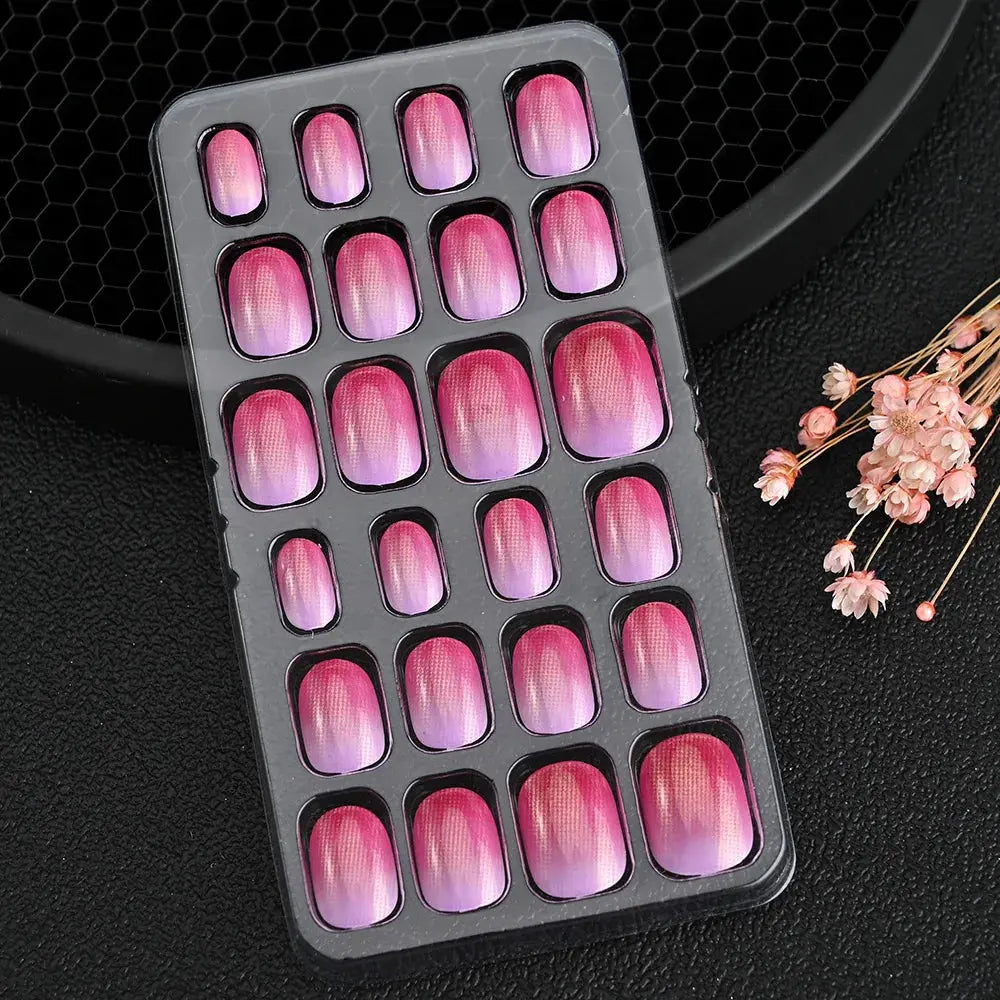 24Pcs/box Kids nails for Girl Cartoon Pattern False Nail Cute Child Fake Nails Tips Kawaii Acrylic Artificial Press on Nail+Tool NovaCart