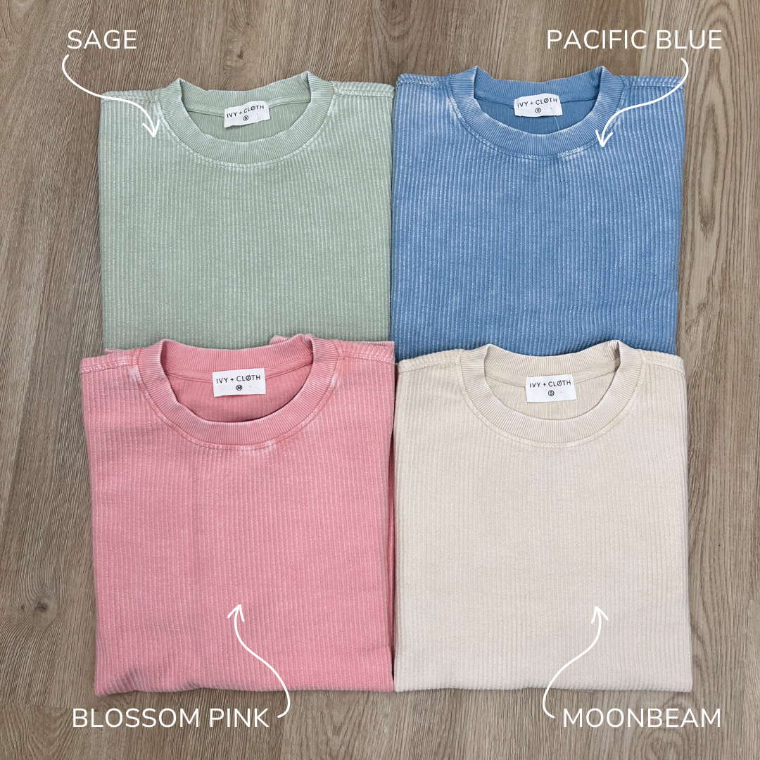 Moonbeam Oversized Corded Crew Ivy + Cloth