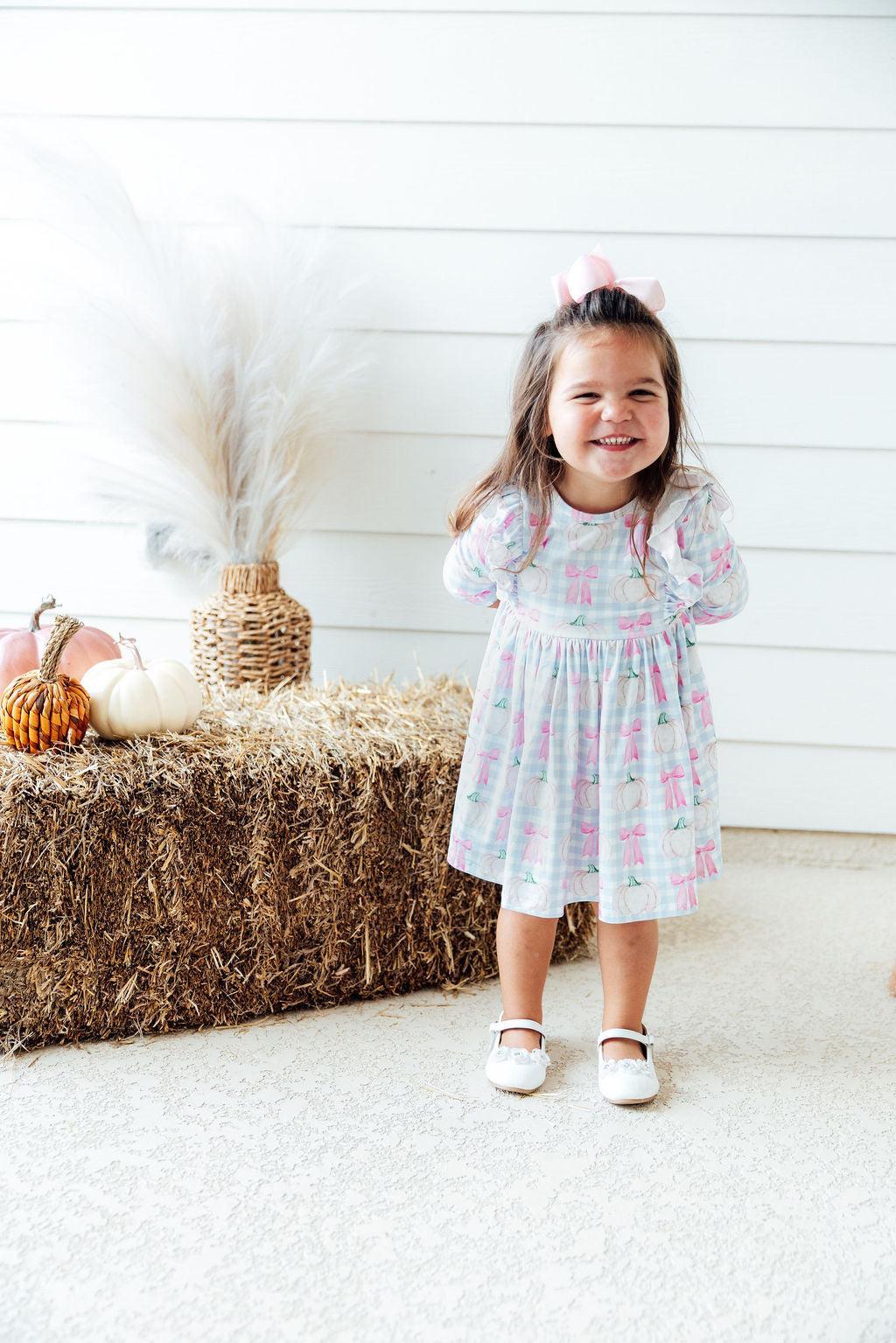 SALE Pumpkin Picnic 3/4 Sleeve Ruffle Twirl Dress Mila & Rose ®