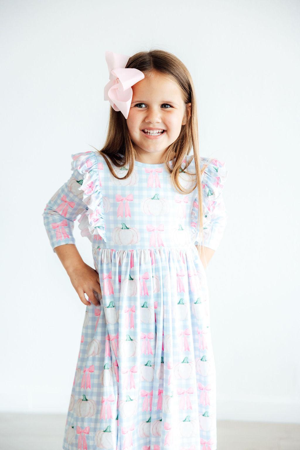 SALE Pumpkin Picnic 3/4 Sleeve Ruffle Twirl Dress Mila & Rose ®