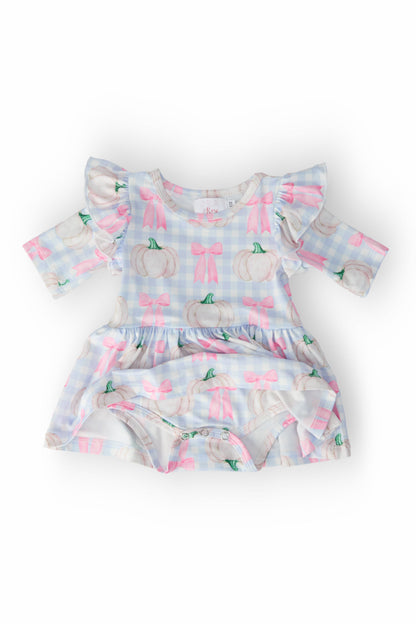 SALE Pumpkin Picnic Twirl Flutter Bodysuit