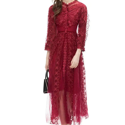 Elegant Mesh Embroidered Long Skirt for Women