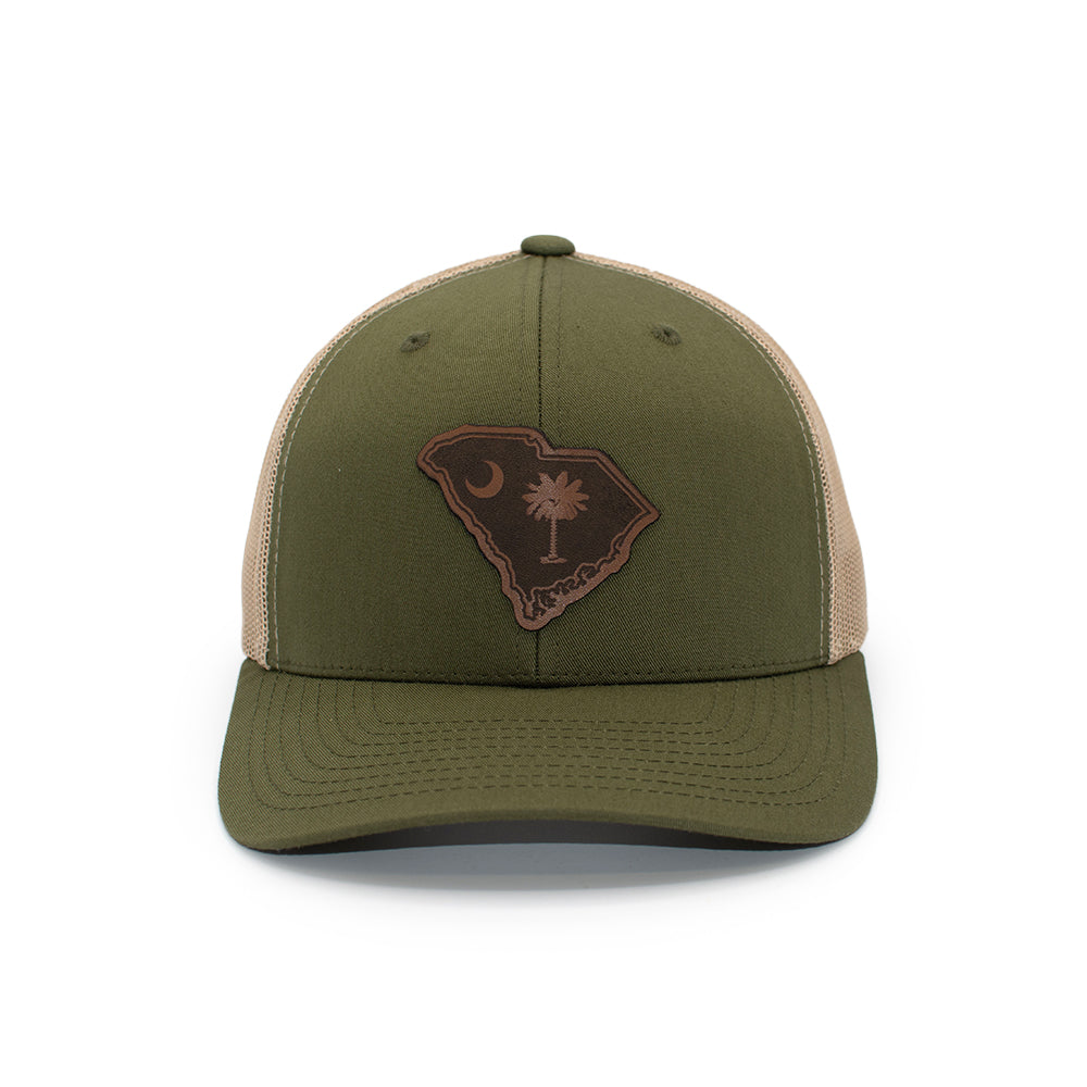 SC State Flag Leather Patch Hat Shield Republic