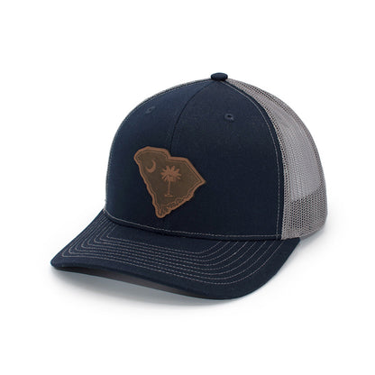 SC State Flag Leather Patch Hat Shield Republic