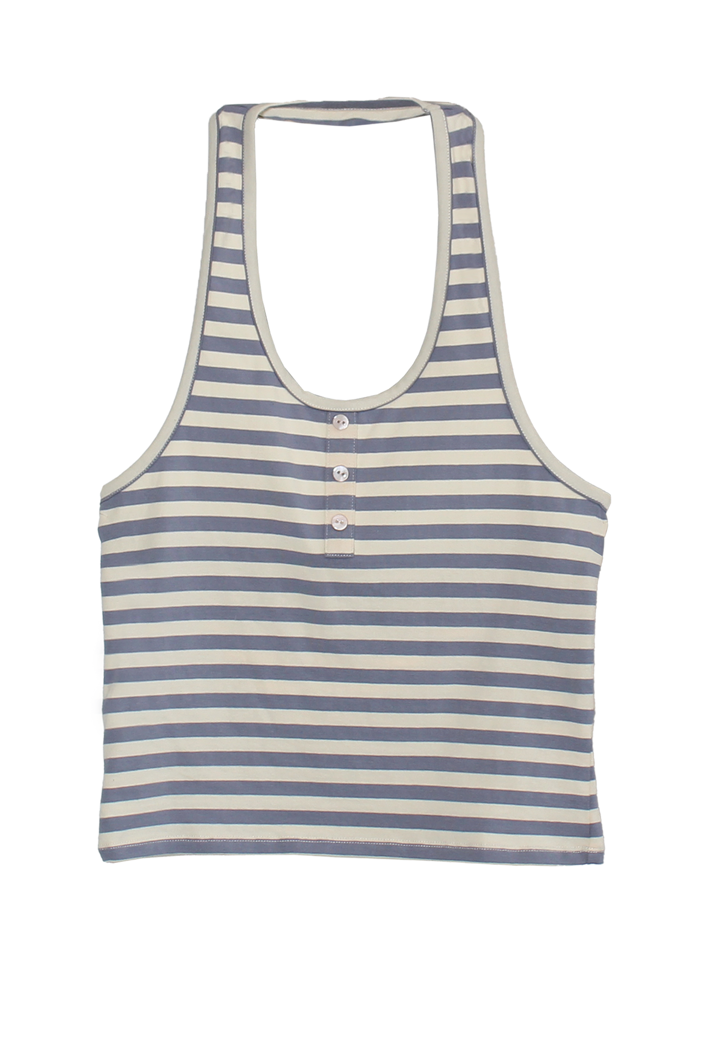 BRUNA HALTER TOP IN SEASIDE STRIPE findmenowthelabel