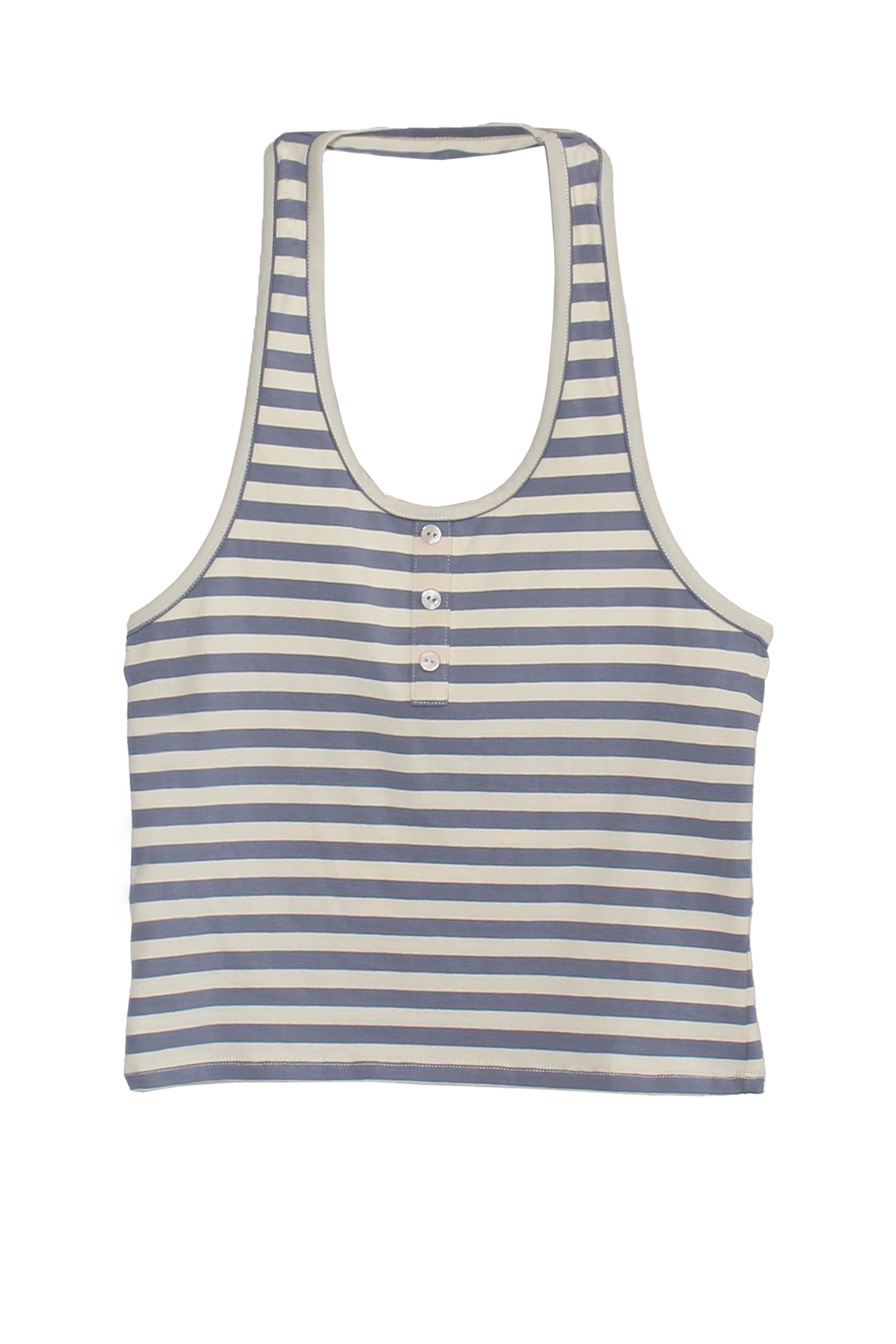 BRUNA HALTER TOP IN SEASIDE STRIPE findmenowthelabel