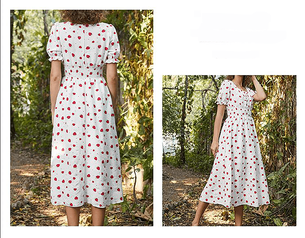Strawberry Fields Summer Dress - Playful Floral Chiffon Dress for Women Country in My Heart