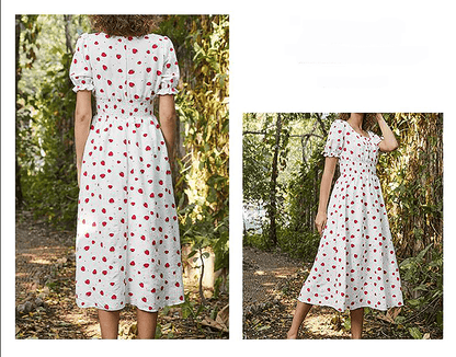 Strawberry Fields Summer Dress - Playful Floral Chiffon Dress for Women Country in My Heart