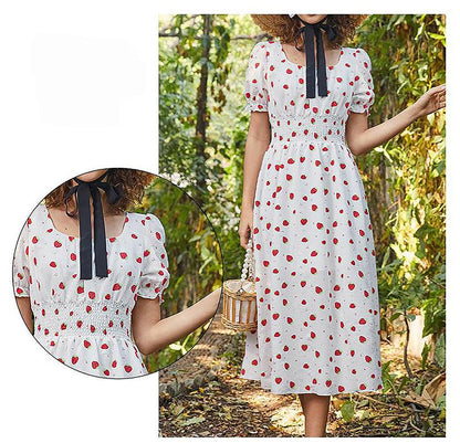 Strawberry Fields Summer Dress - Playful Floral Chiffon Dress for Women Country in My Heart