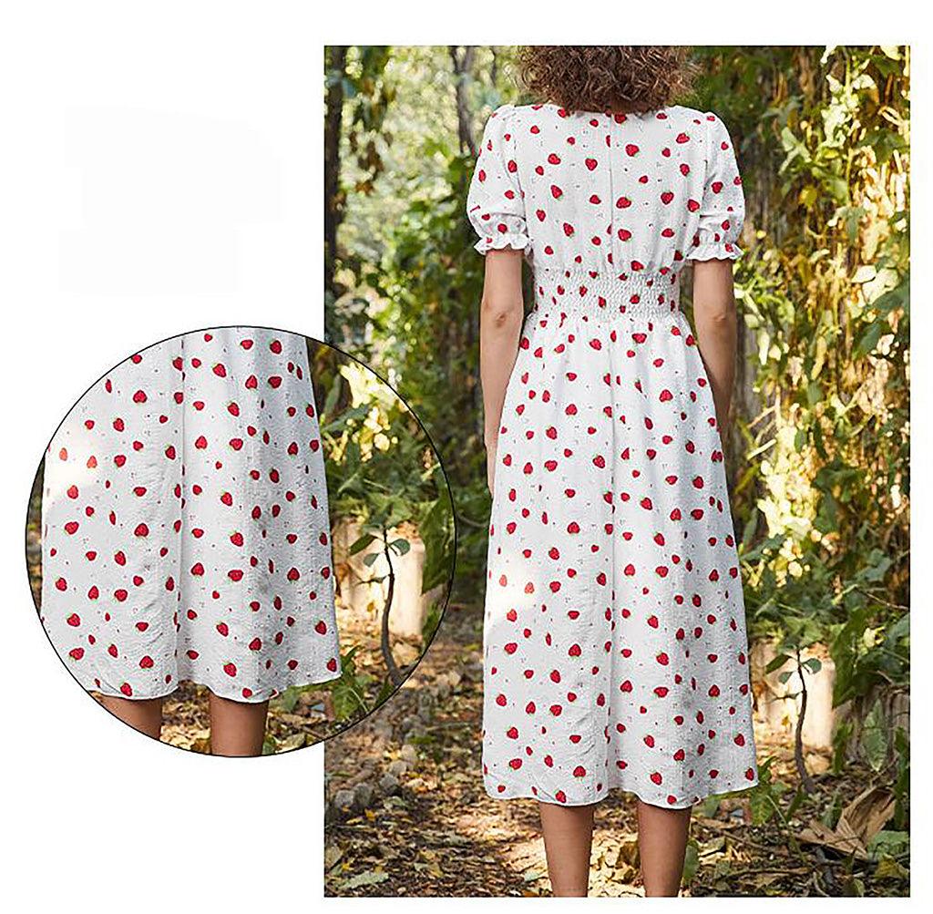 Strawberry Fields Summer Dress - Playful Floral Chiffon Dress for Women Country in My Heart