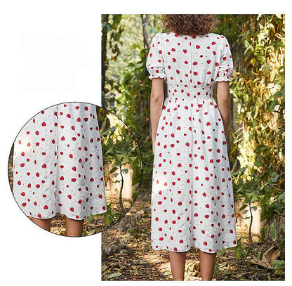 Strawberry Fields Summer Dress - Playful Floral Chiffon Dress for Women Country in My Heart