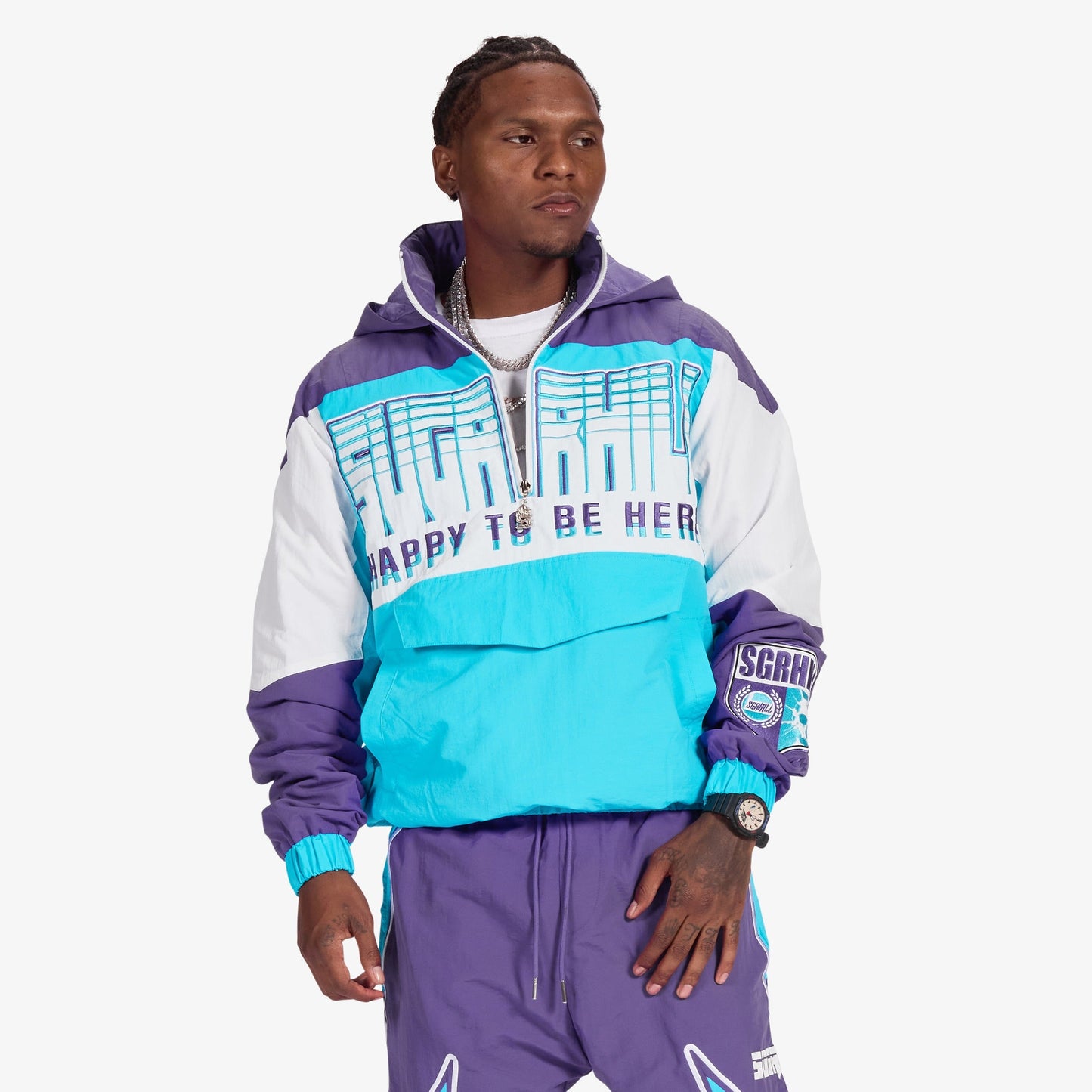 Sugarhill Bolt Windbreaker Jacket - Purple Denim Exchange