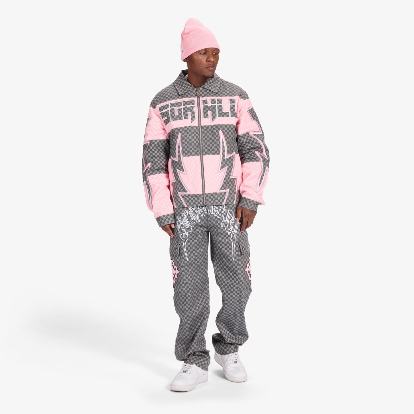 Sugarhill Darling Cargo Pants - Grey Grid Denim Exchange