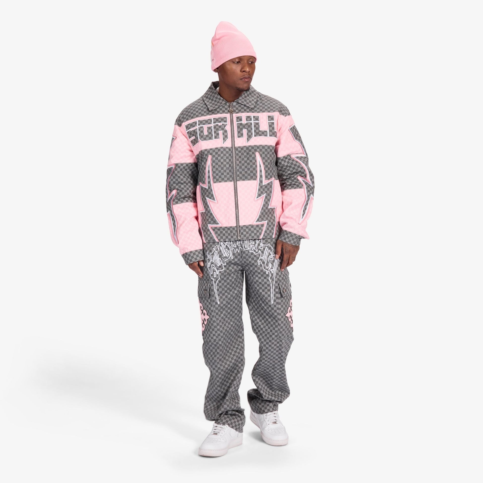 Sugarhill Darling Cargo Pants - Grey Grid Denim Exchange