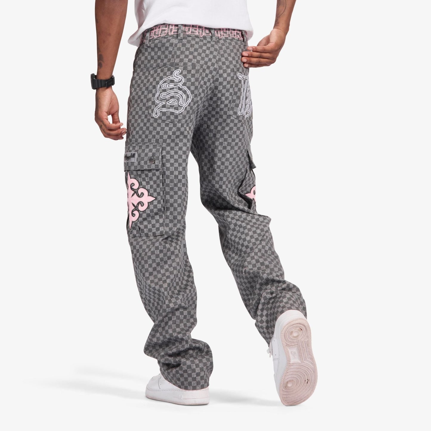 Sugarhill Darling Cargo Pants - Grey Grid Denim Exchange