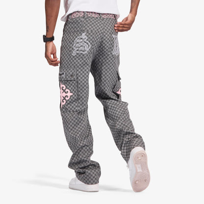 Sugarhill Darling Cargo Pants - Grey Grid Denim Exchange